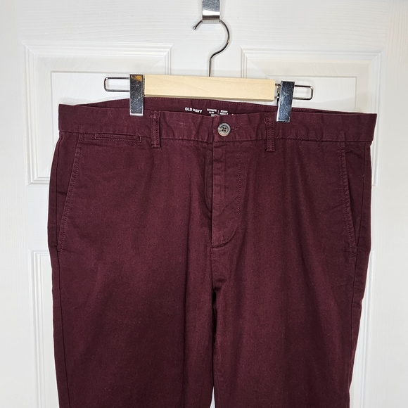 Old Navy Burgundy Chinos Pants Trousers Long Tall Inseam Mens Size Waist 34 - Picture 4 of 11